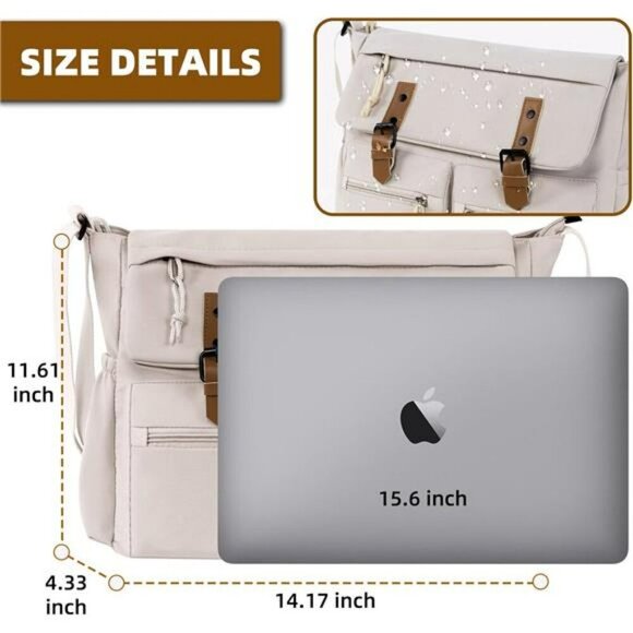 Canvas Messenger Bag Crossbody Shoulder Travel Work Bag for Men Women Laptop - Picture 3 of 7